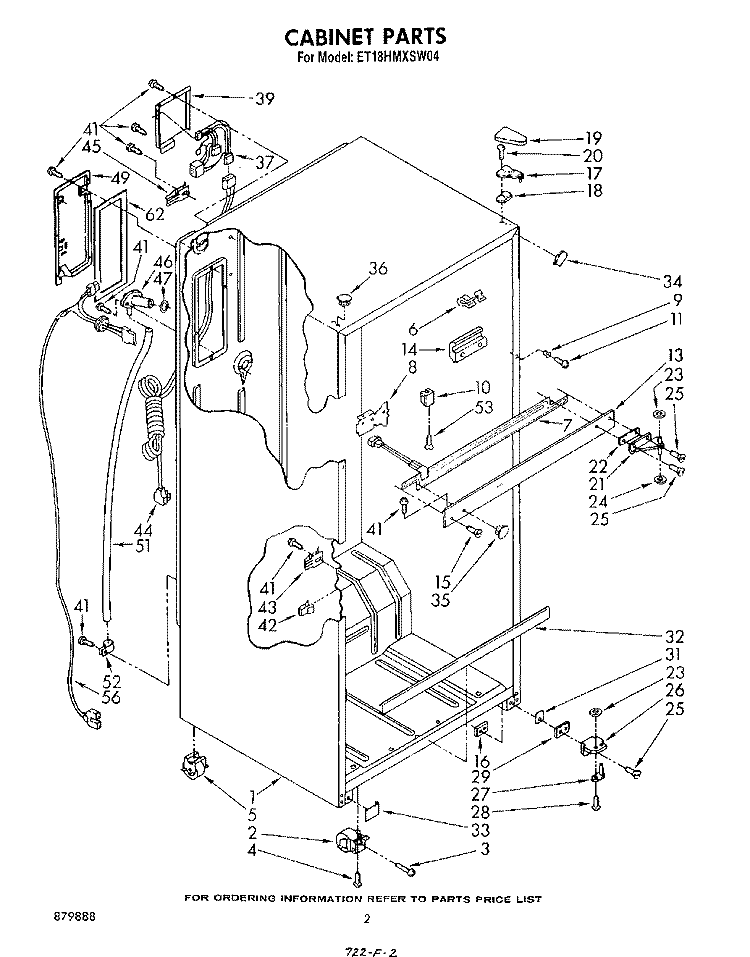 CABINET Diagram and Parts List for ET18HMXSW04  Whirlpool Refrigerator