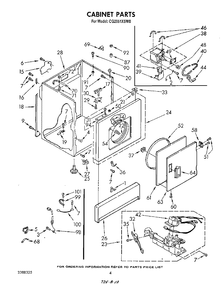 CABINET Diagram and Parts List for CG2951XSW0  Whirlpool Dryer