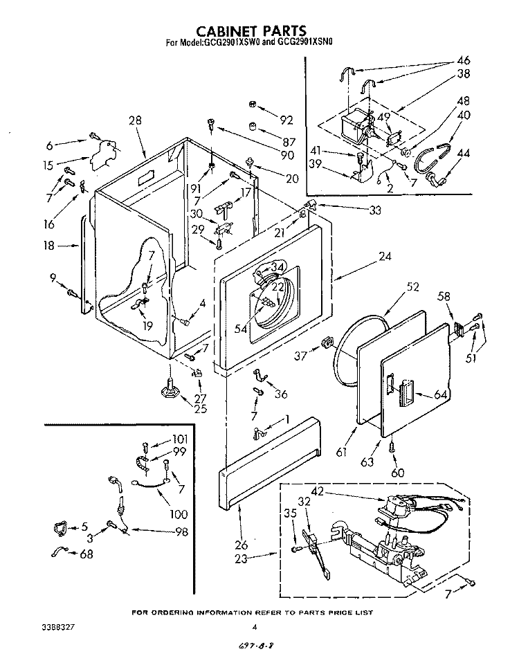 CABINET Diagram and Parts List for GCG2901XSN0  Whirlpool Dryer