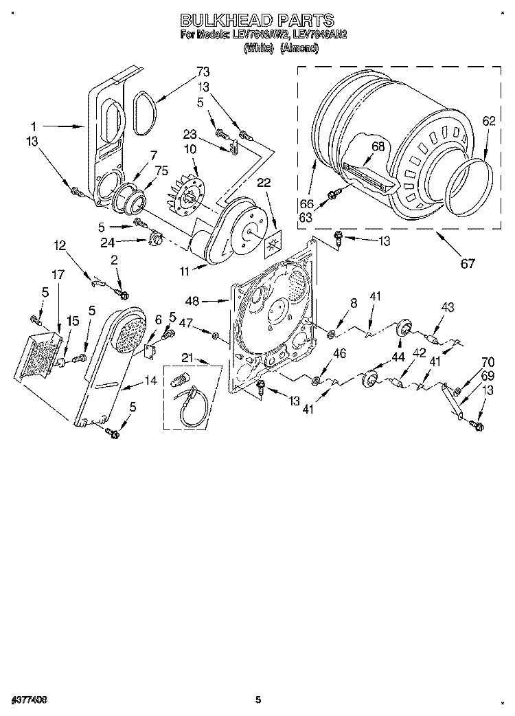 SECTION Diagram and Parts List for LEV7646AN2  Whirlpool Dryer