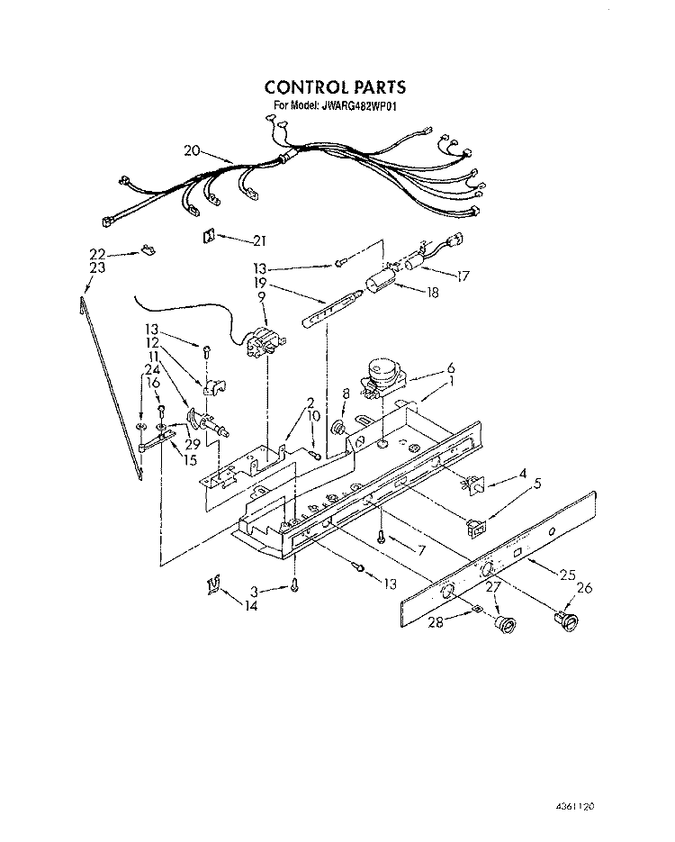 CONTROL Diagram and Parts List for JWARG482WP01  Whirlpool Refrigerator