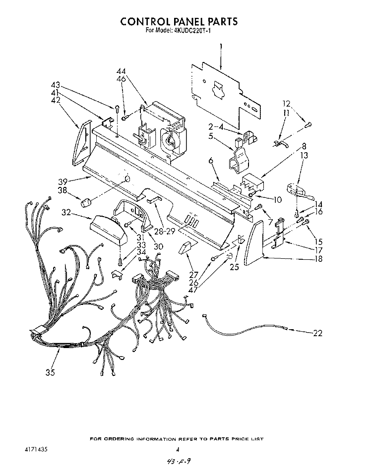 CONTROL PANEL , LITERATURE AND OPTIONAL Diagram and Parts List for 4KUDC220T1  KitchenAid Dishwasher