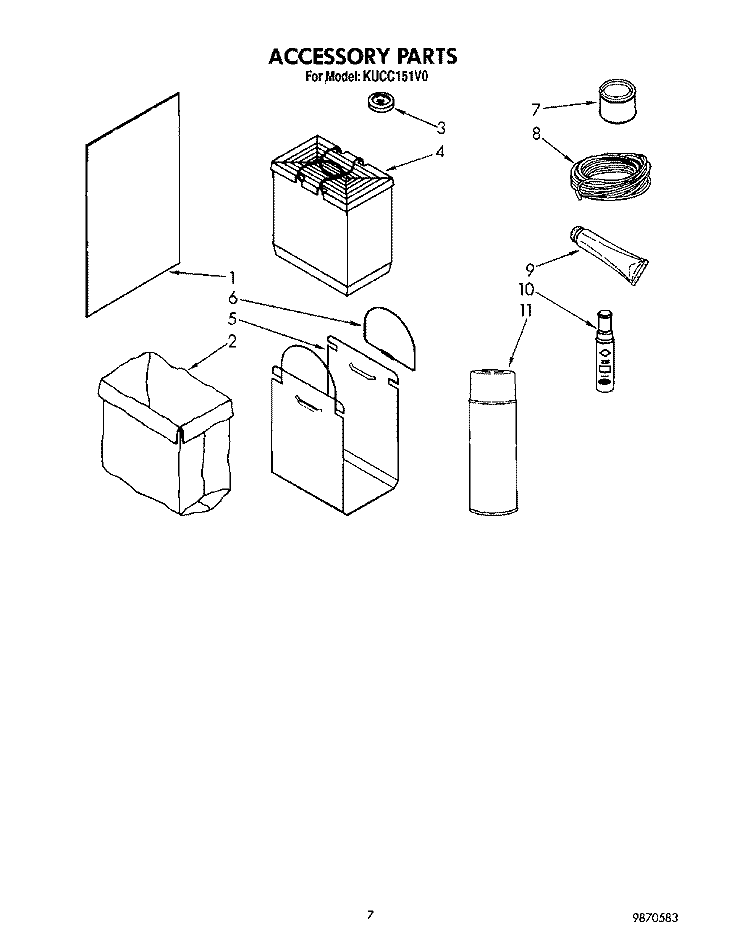 ACCESSORY Diagram and Parts List for KUCC151V0  KitchenAid Trash Compactor