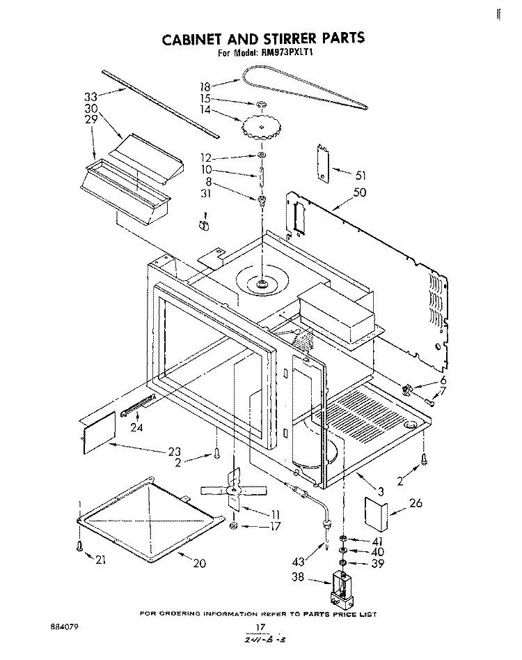 CABINET AND STIRRER Diagram and Parts List for RM973PXLT1  Whirlpool Microwave Oven Combo