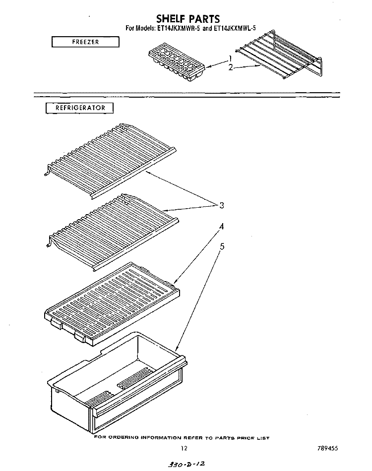 SHELF Diagram and Parts List for ET14JKXMWR5  Whirlpool Refrigerator