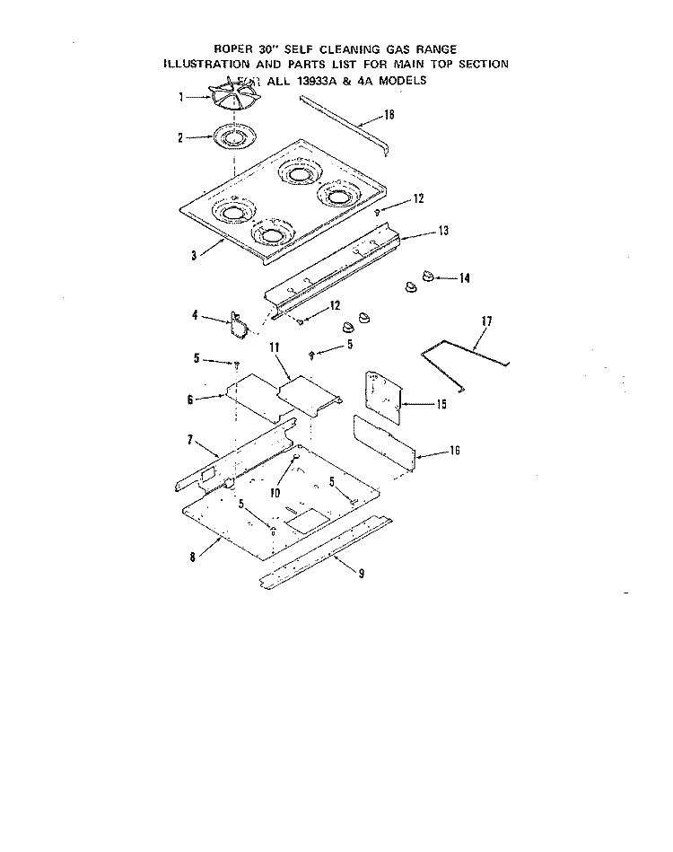 POWER LOCK Diagram and Parts List for 1393W4A  Roper Range