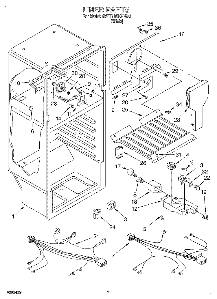 LINER, OPTIONAL Diagram and Parts List for 8VET18GKGW00  Whirlpool Refrigerator