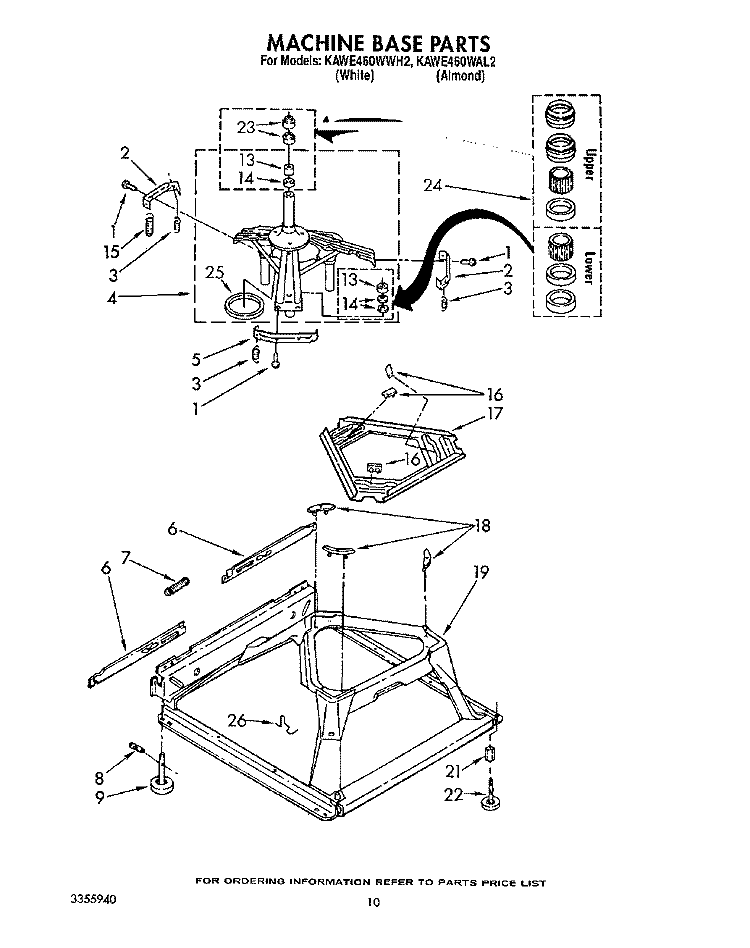MACHINE BASE Diagram and Parts List for KAWE460WWH2  KitchenAid Washer