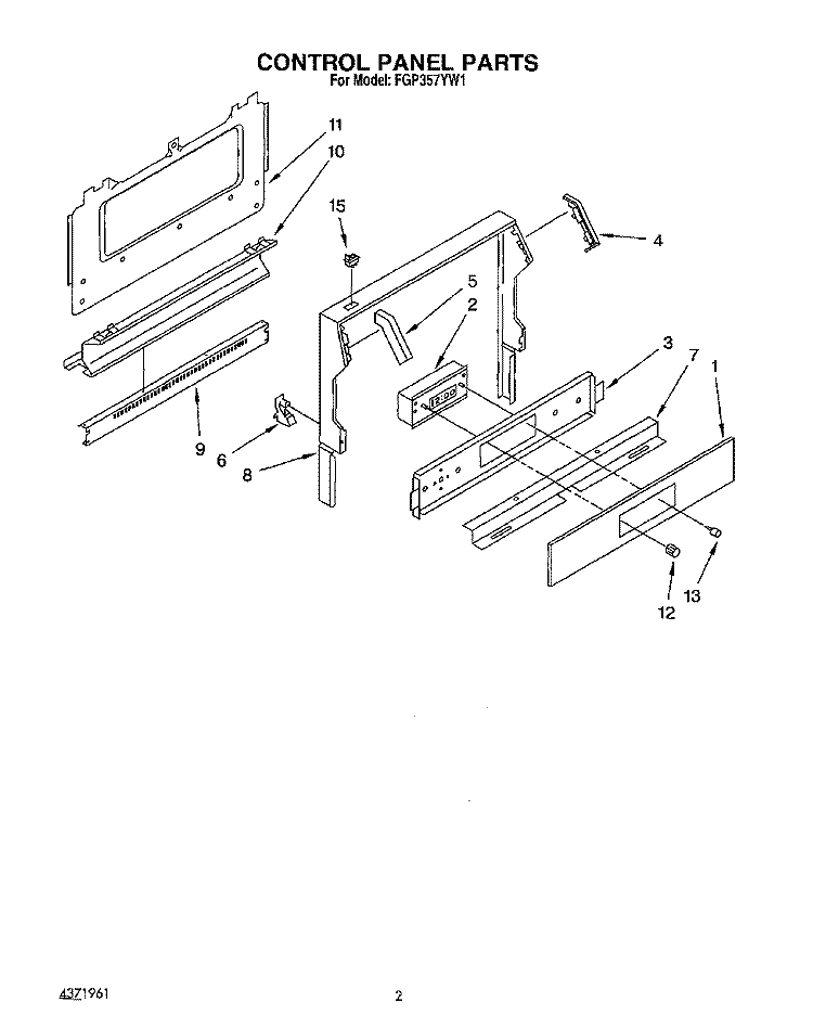 CONTROL PANEL, LIT/OPTIONAL Diagram and Parts List for FGP357YW1  Roper Range