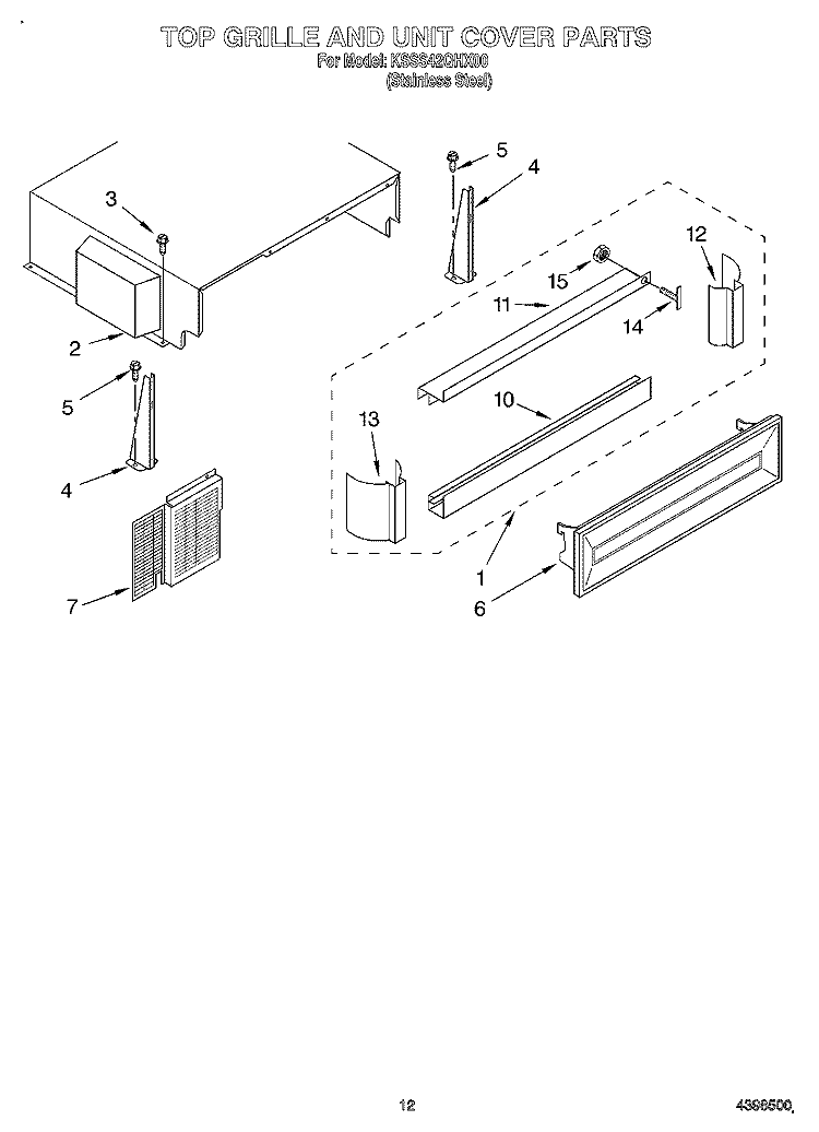 TOP GRILLE AND UNIT COVER Diagram and Parts List for KSSS42QHX00  KitchenAid Refrigerator