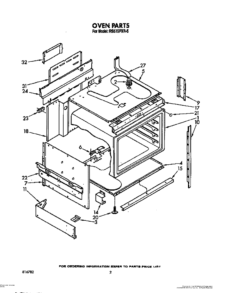 OVEN Diagram and Parts List for RS575PXR5  Whirlpool Range