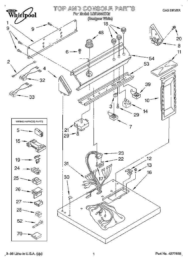 TOP AND CONSOLE, LIT/OPTIONAL Diagram and Parts List for LGR5848EQ5  Whirlpool Dryer