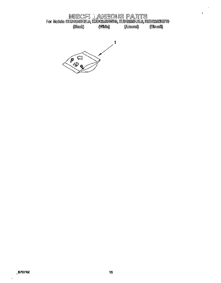 MISCELLANEOUS, LIT/OPTIONAL Diagram and Parts List for KUDG25SHAL0  KitchenAid Dishwasher