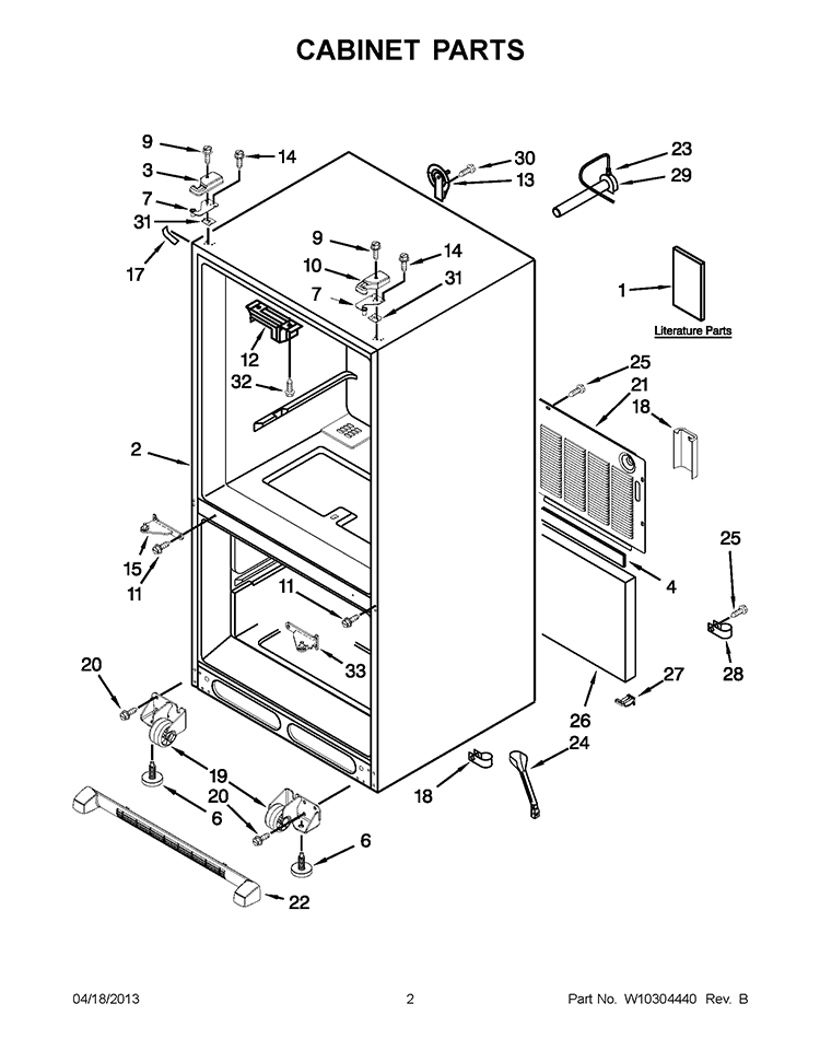 CABINET PARTS Diagram and Parts List for GX5FHDXVY03  Whirlpool Refrigerator