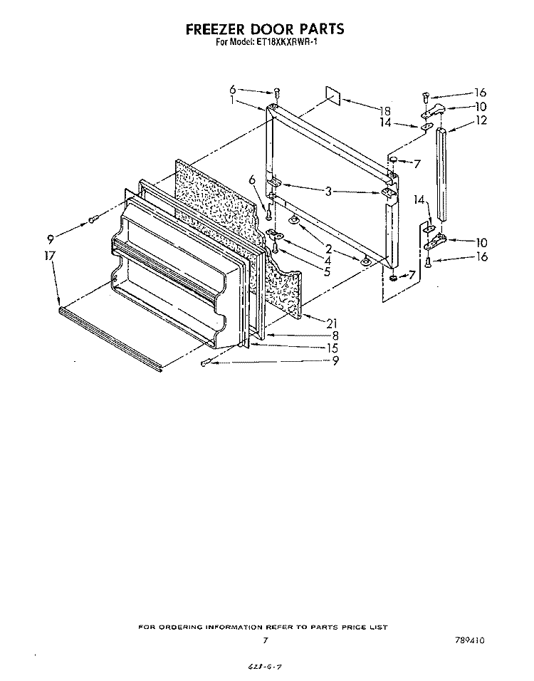 FREEZER DOOR Diagram and Parts List for ET18NKXRWR2  Whirlpool Refrigerator