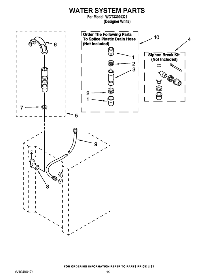 WATER SYSTEM PARTS Diagram and Parts List for WGT3300XQ1  Whirlpool Washer Dryer Combo