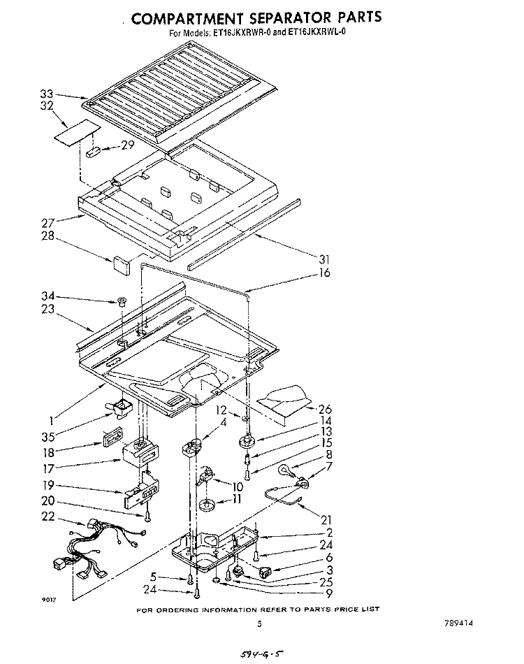 COMPARTMENT SEPARATOR Diagram and Parts List for ET16JKXRWR0  Whirlpool Refrigerator