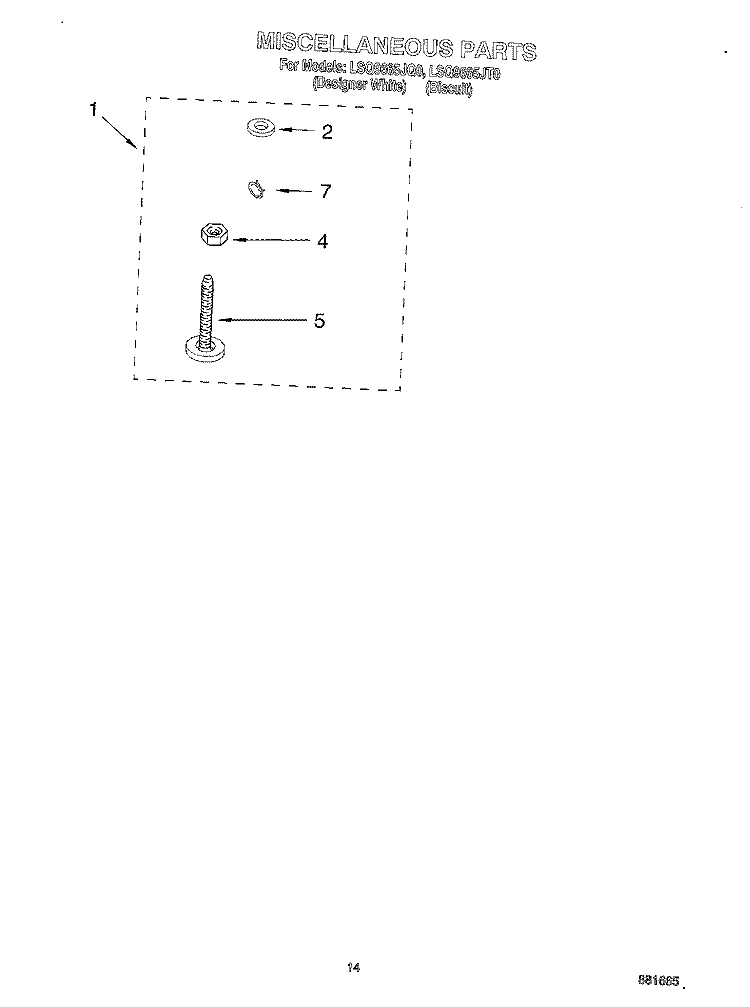 MISCELLANEOUS, OPTIONAL Diagram and Parts List for LSQ9665JQ0  Whirlpool Washer