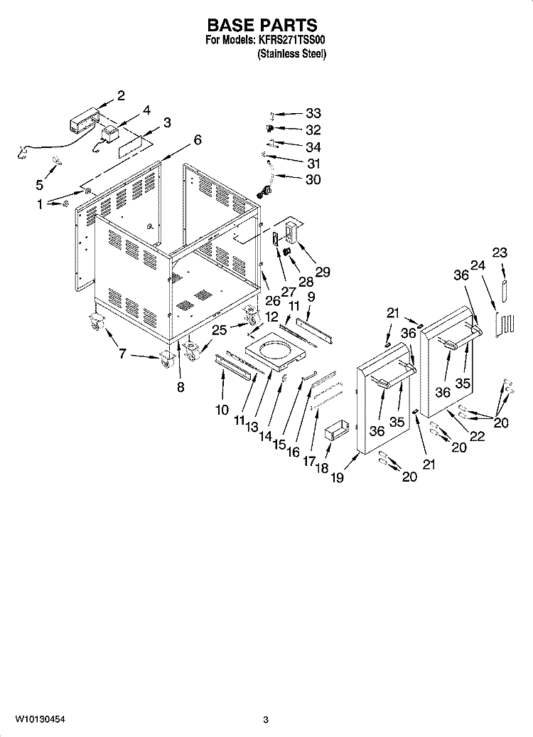 BASE PARTS Diagram and Parts List for KFRS271TSS00  KitchenAid Grill