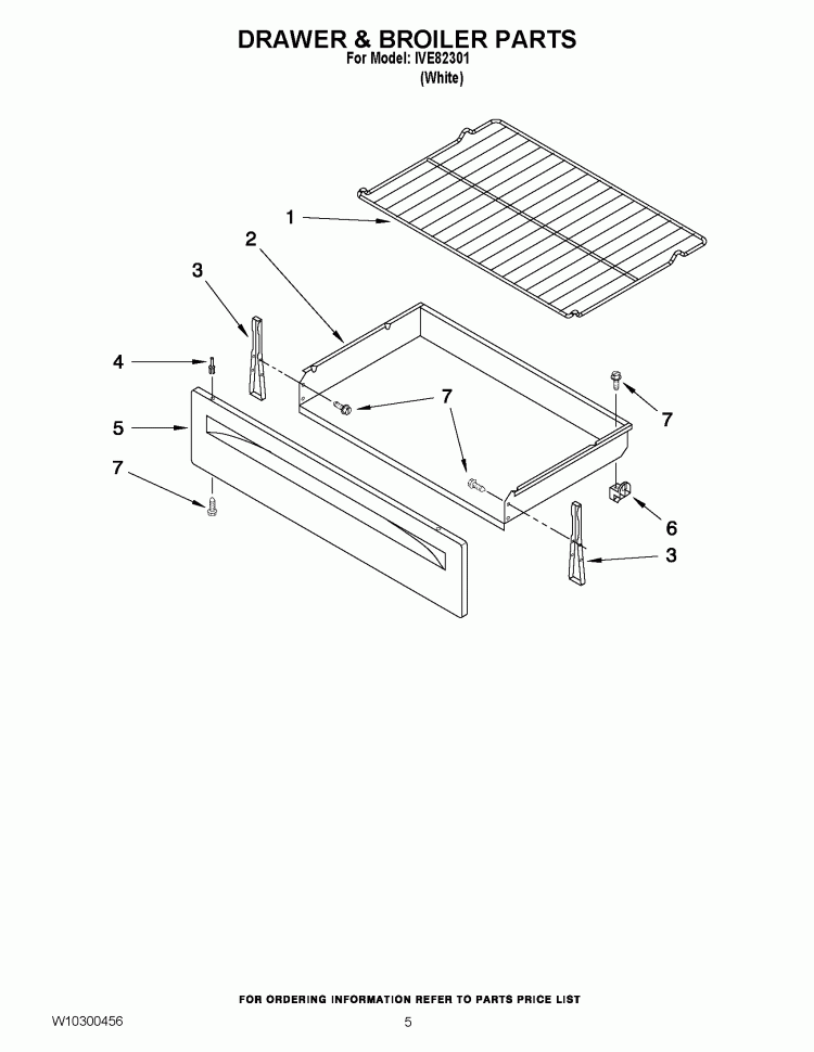 DRAWER & BROILER PARTS Diagram and Parts List for IVE82301  Inglis Range