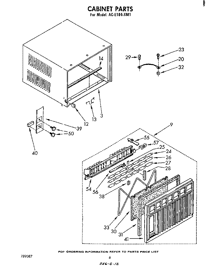 CABINET Diagram and Parts List for ACE184XM1  Whirlpool Air Conditioner