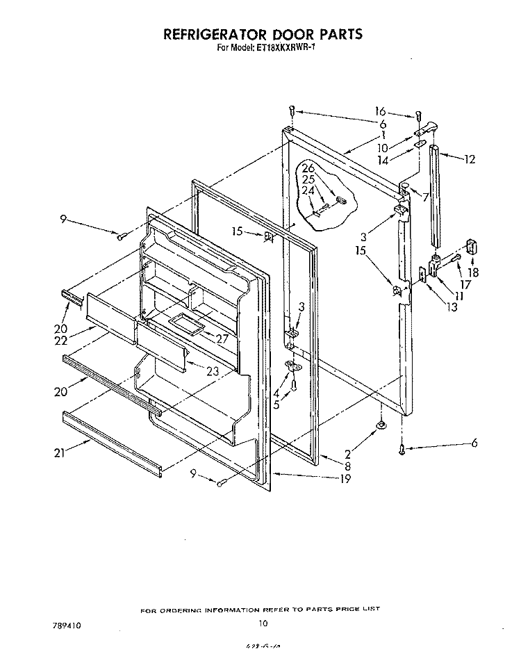 REFRIGERATOR DOOR , NOT ILLUSTRATED Diagram and Parts List for ET18NKXRWR2  Whirlpool Refrigerator