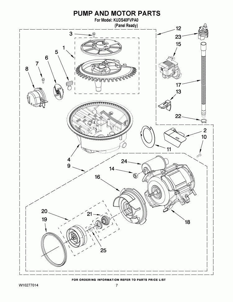 PUMP AND MOTOR PARTS Diagram and Parts List for KUDS40FVPA0  KitchenAid Dishwasher