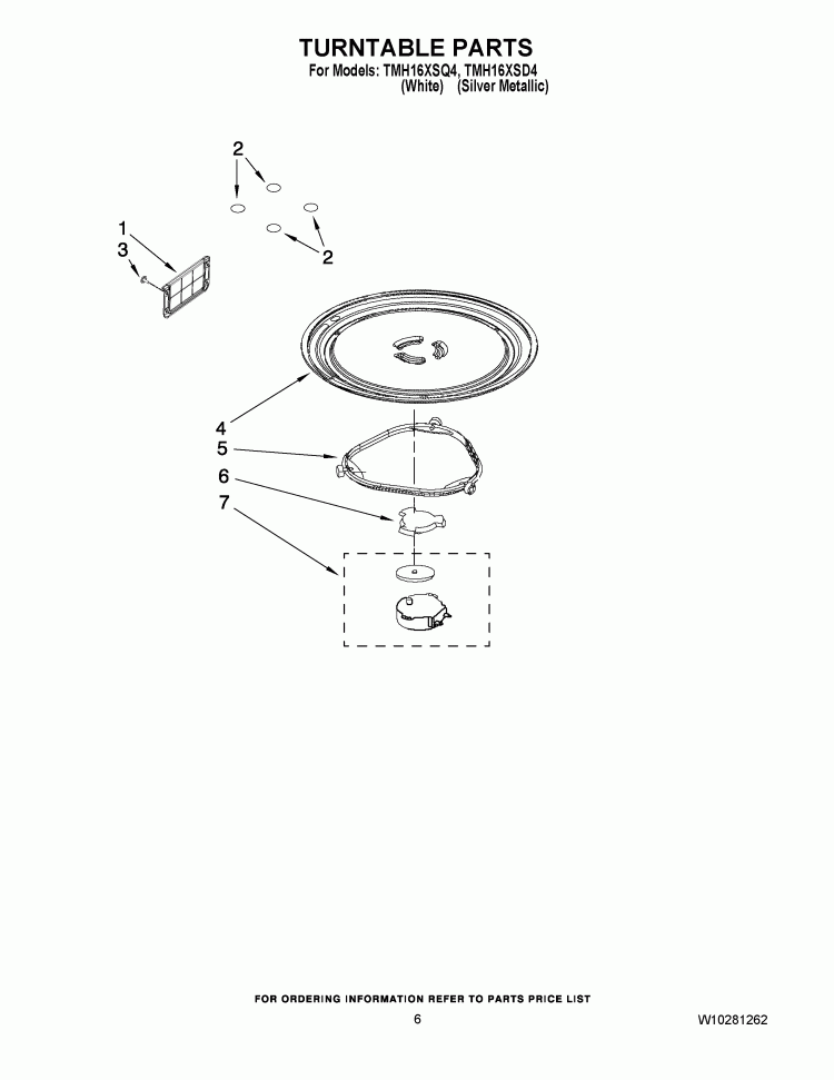 TURNTABLE PARTS Diagram and Parts List for TMH16XSD4  Estate Microwave