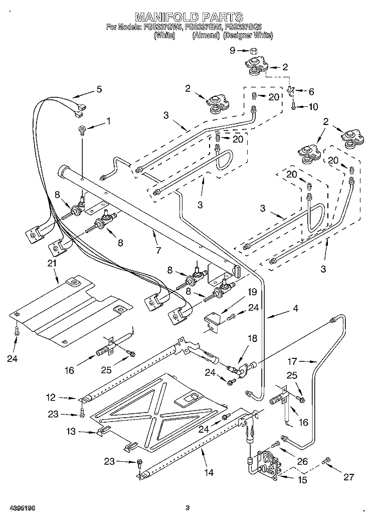 MANIFOLD Diagram and Parts List for FGS337GN5  Roper Range
