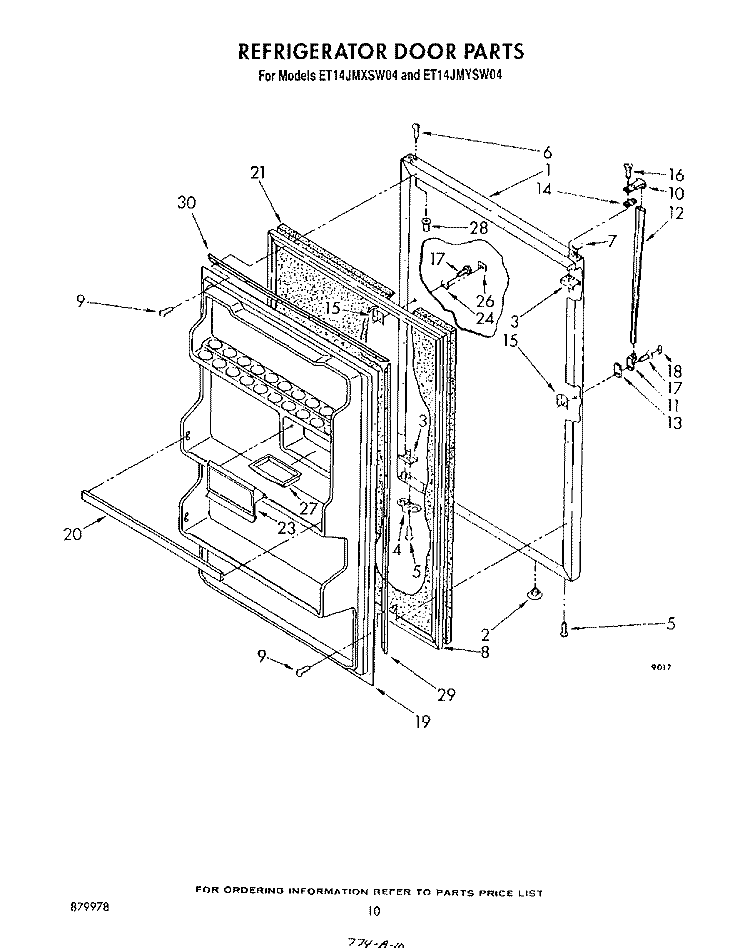 REFRIGERATOR DOOR Diagram and Parts List for ET14JMXSW04  Whirlpool Refrigerator