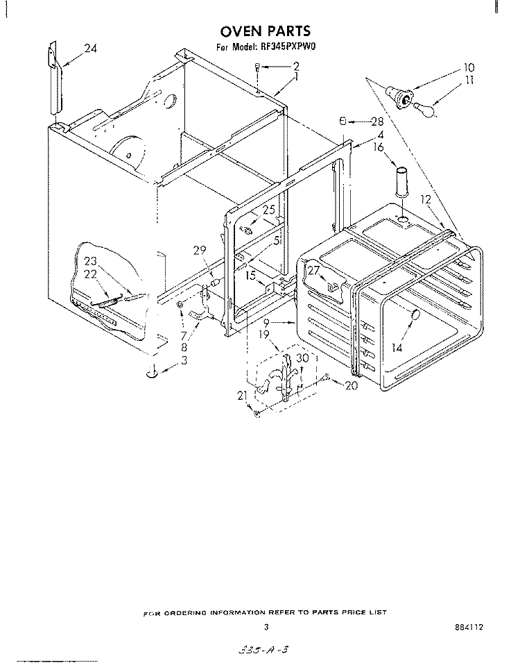 OVEN Diagram and Parts List for RF345PXPW0  Whirlpool Range