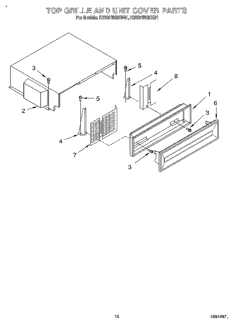 TOP GRILLE AND UNIT COVER Diagram and Parts List for KSSS48QDX04  KitchenAid Refrigerator