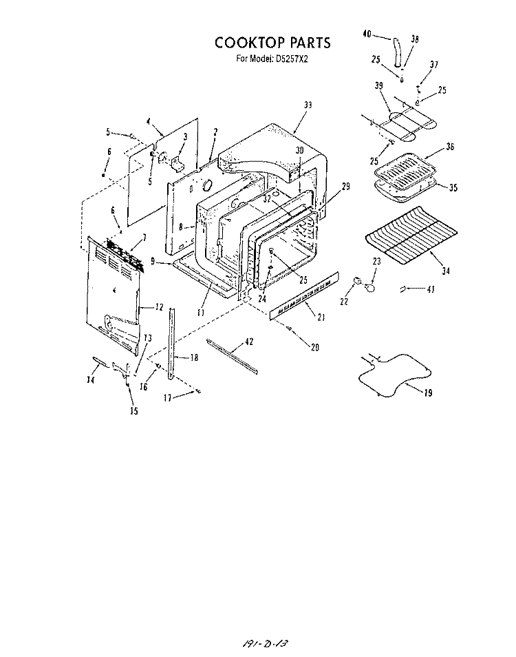 COOK TOP Diagram and Parts List for D5257X2  Roper Range