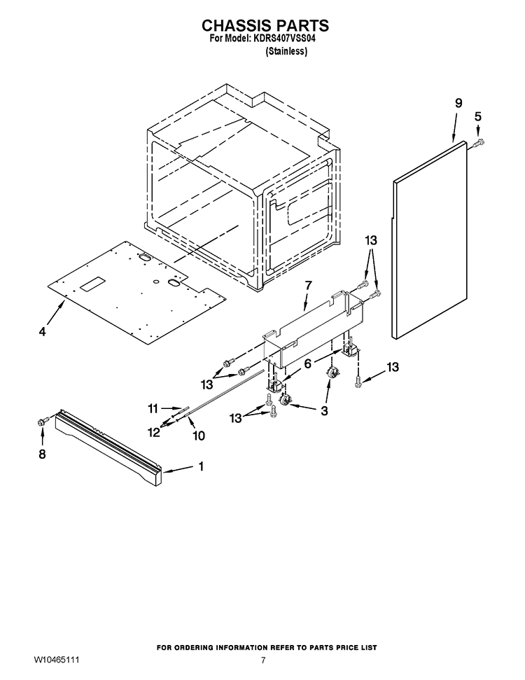 CHASSIS PARTS Diagram and Parts List for KDRS407VSS04  KitchenAid Range