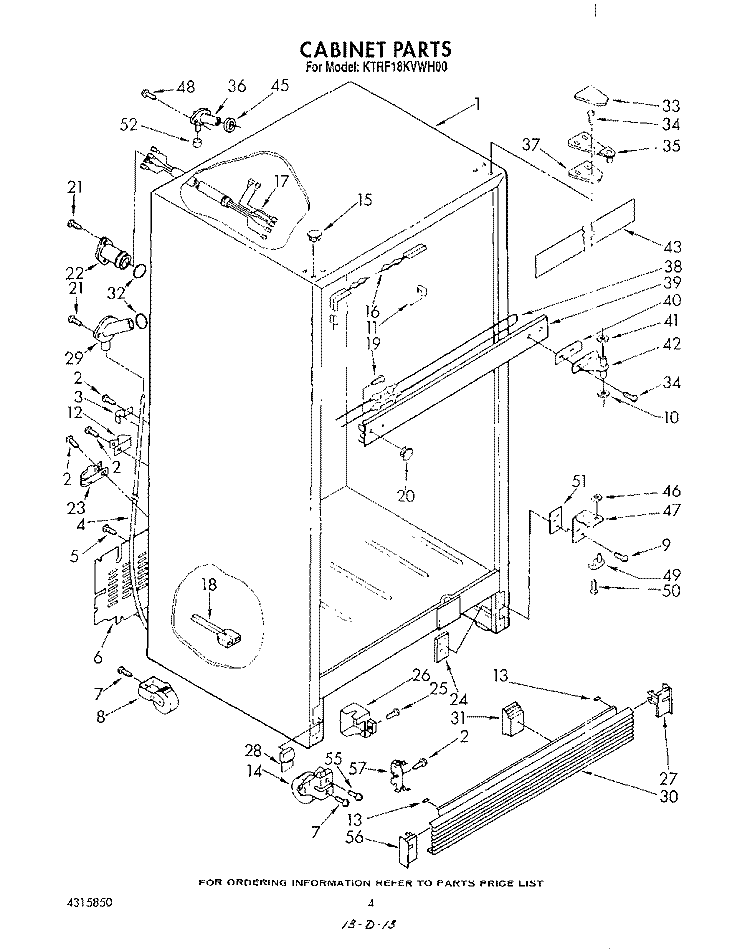 SECTION Diagram and Parts List for KTRF18KVWH00  KitchenAid Refrigerator