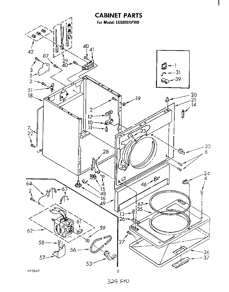 SECTION Diagram and Parts List for LE5800XPW0  Whirlpool Dryer