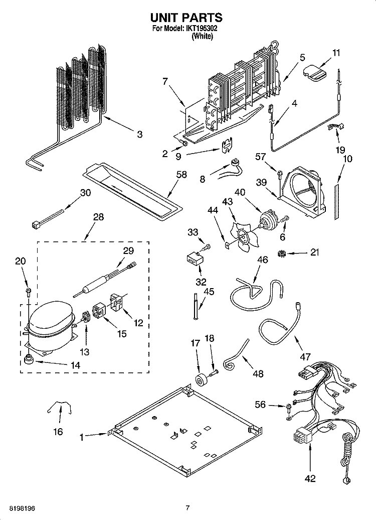 UNIT PARTS Diagram and Parts List for IKT195302  Inglis Refrigerator
