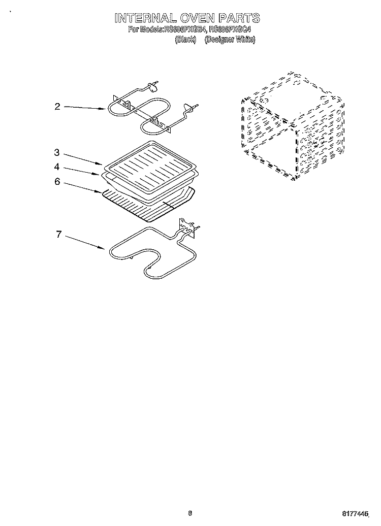 INTERNAL OVEN, OPTIONAL Diagram and Parts List for RS696PXGB4  Whirlpool Range