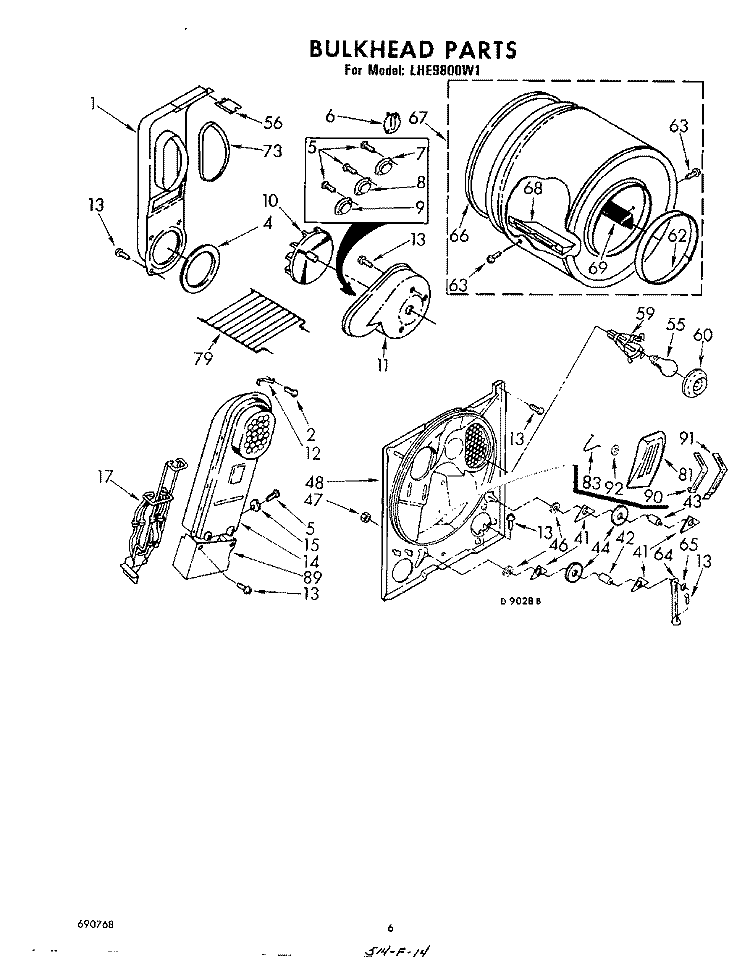 SECTION Diagram and Parts List for LHE9800W1  Whirlpool Dryer