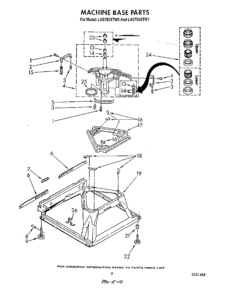 MACHINE BASE Diagram and Parts List for LA5705XTG0  Whirlpool Washer