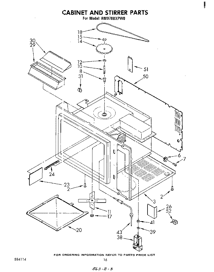 CABINET AND STIRRER Diagram and Parts List for RM978BXPW0  Whirlpool Microwave Oven Combo