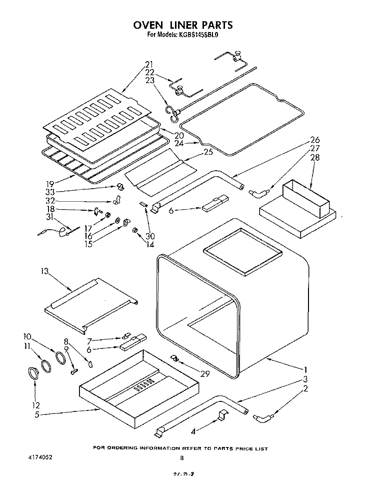 OVEN LINER Diagram and Parts List for KGBS145SBL0  KitchenAid Wall Oven