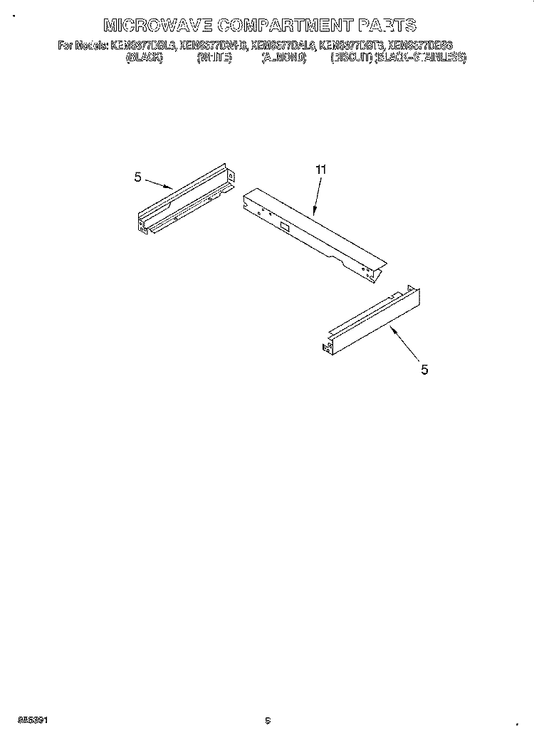 MICROWAVE COMPARTMENT Diagram and Parts List for KEMS377DAL6  KitchenAid Microwave Oven Combo