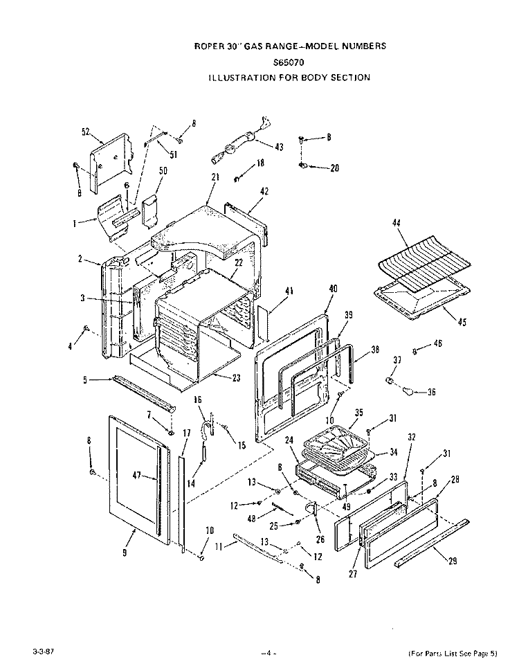 BURNER Diagram and Parts List for S6507X0  Roper Range