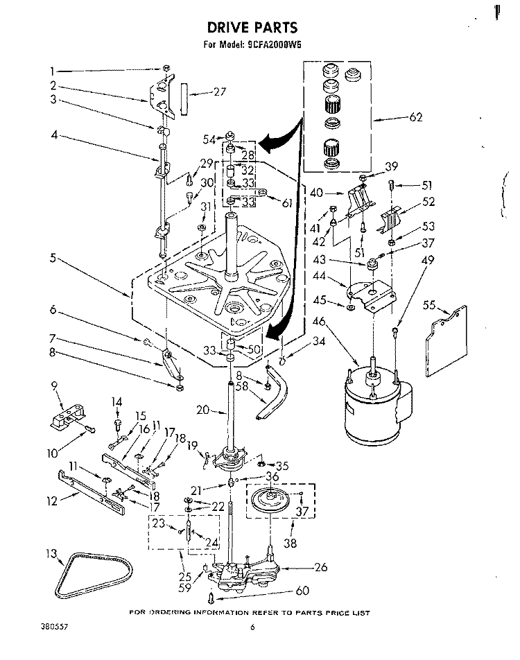 SECTION Diagram and Parts List for 9CFA2000W5  Whirlpool Washer