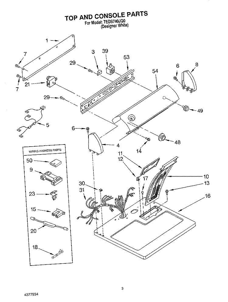 SECTION Diagram and Parts List for TEDS740JQ0  Estate Dryer