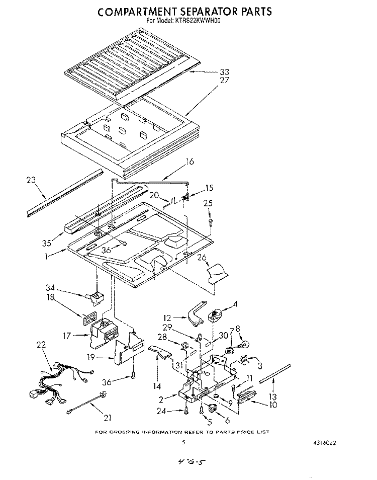 COMPARTMENT SEPARATOR Diagram and Parts List for KTRS22KWAL00  KitchenAid Refrigerator