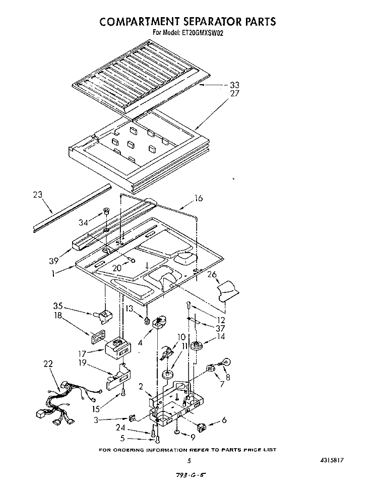 COMPARTMENT SEPARATOR Diagram and Parts List for ET20GMXSW02  Whirlpool Refrigerator