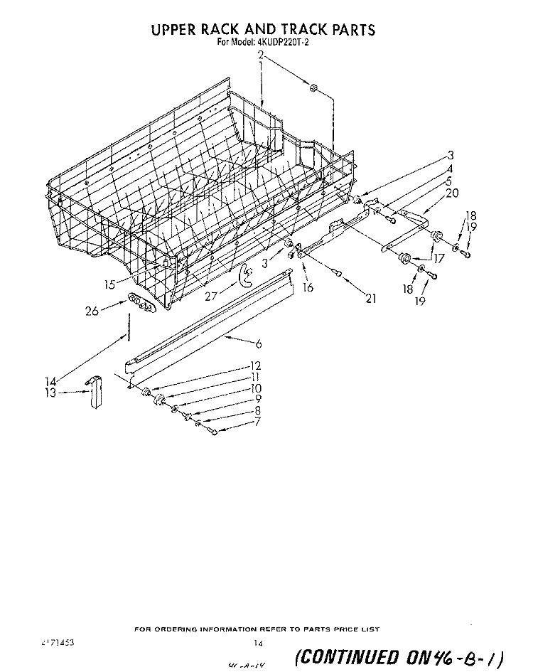 UPPER RACK AND TRACK Diagram and Parts List for 4KUDP220T2  KitchenAid Dishwasher