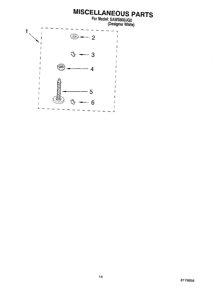 MISCELLANEOUS, OPTIONAL Diagram and Parts List for SAWS900JQ0  Whirlpool Washer